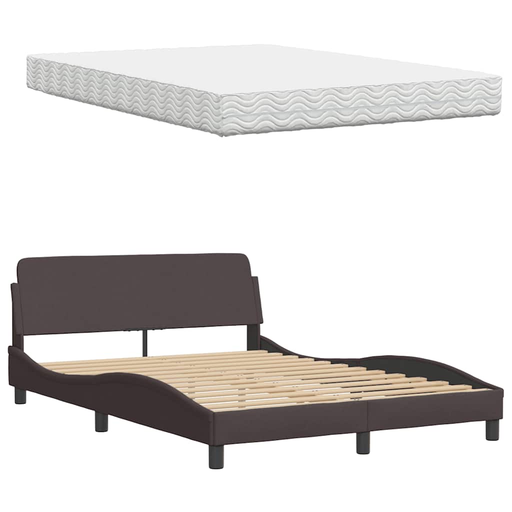 Bed met matras "Hanko" stof donkerbruin 120x200 cm is nu te koop bij PeponiXL, paradijselijk wonen!