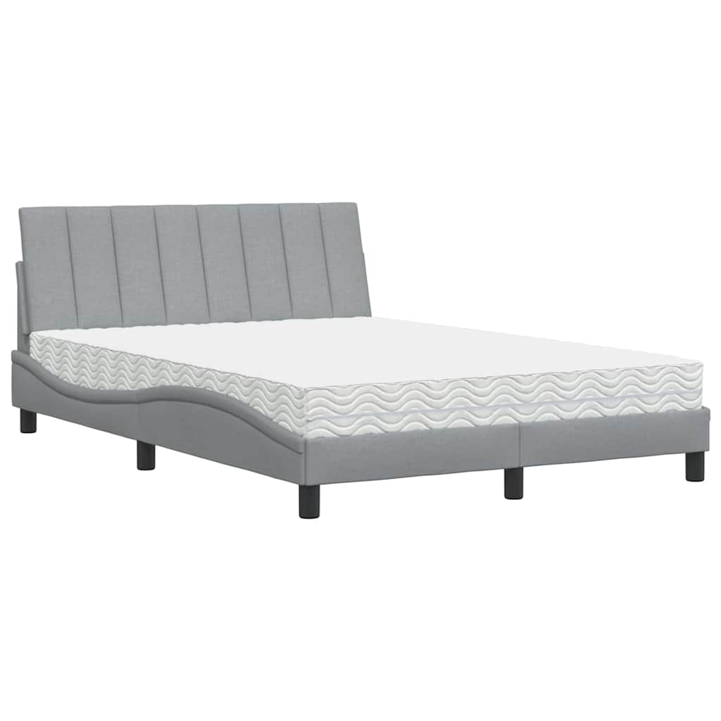Bed met matras "Hanko" stof lichtgrijs 140x190 cm is nu te koop bij PeponiXL, paradijselijk wonen!