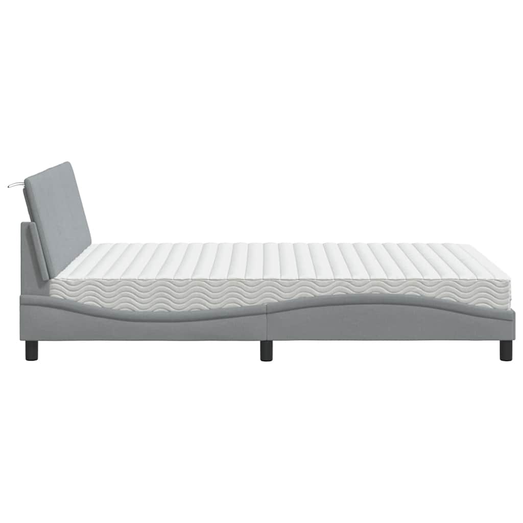 Bed met matras "Hanko" stof lichtgrijs 140x190 cm is nu te koop bij PeponiXL, paradijselijk wonen!