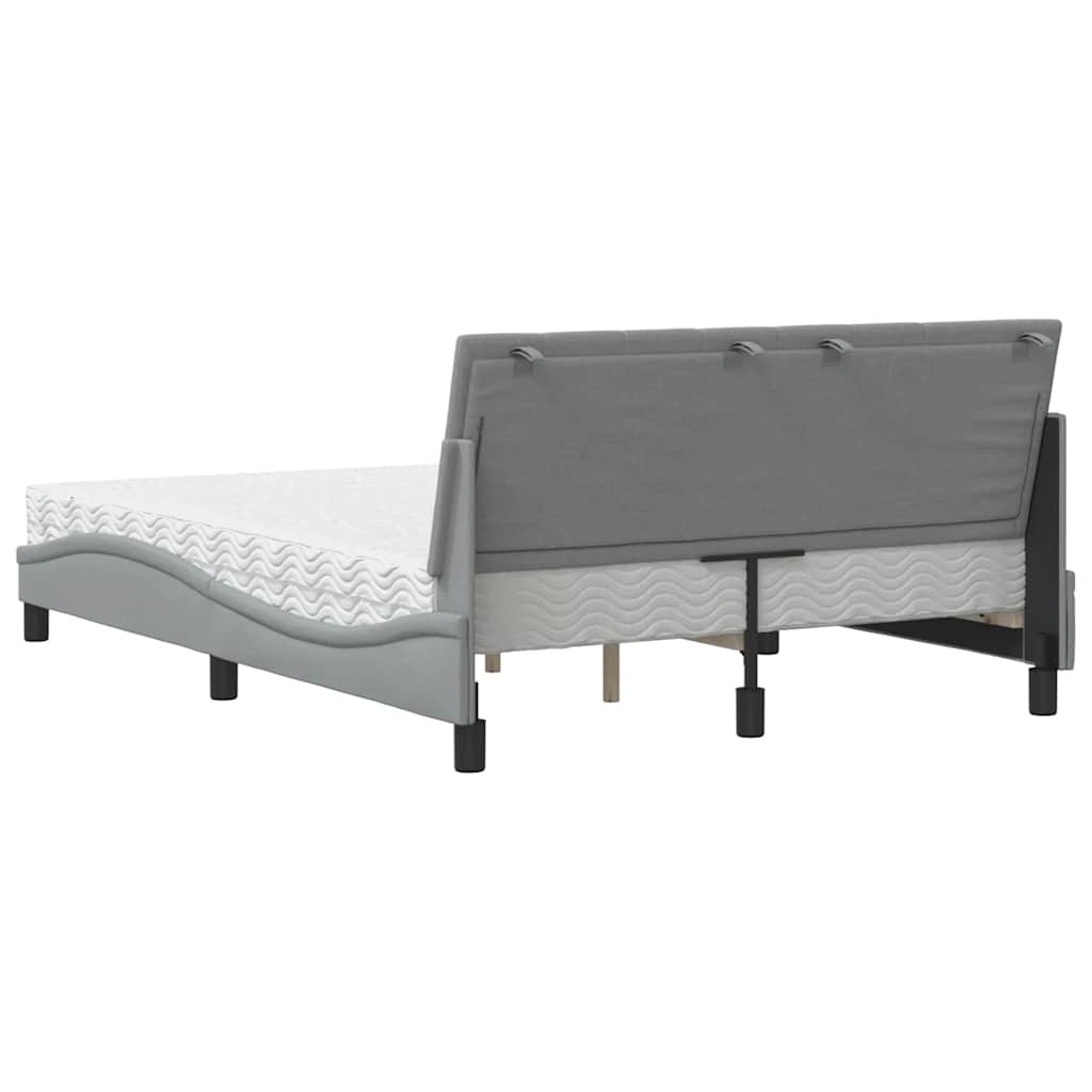 Bed met matras "Hanko" stof lichtgrijs 140x190 cm is nu te koop bij PeponiXL, paradijselijk wonen!