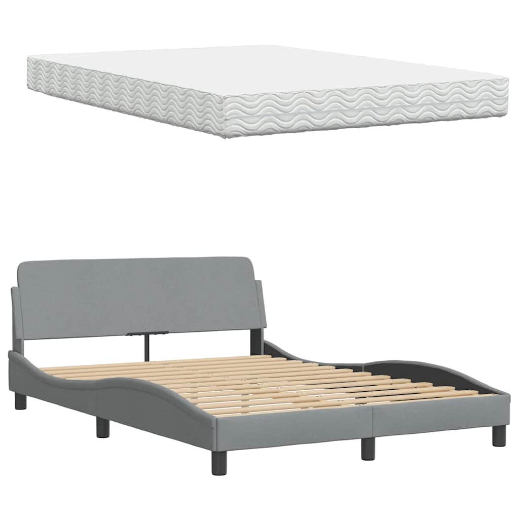Bed met matras "Hanko" stof lichtgrijs 140x190 cm is nu te koop bij PeponiXL, paradijselijk wonen!