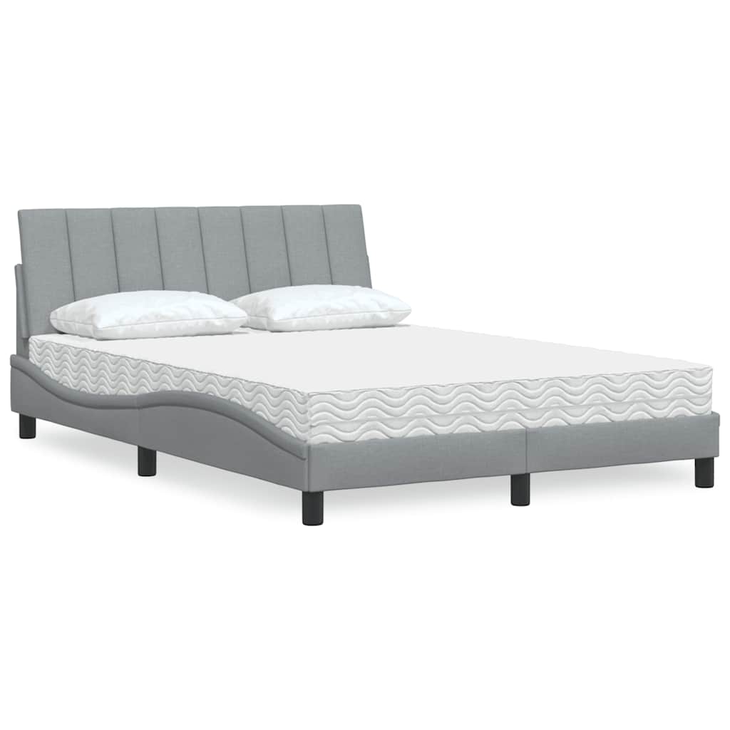 Bed met matras "Hanko" stof lichtgrijs 140x190 cm is nu te koop bij PeponiXL, paradijselijk wonen!