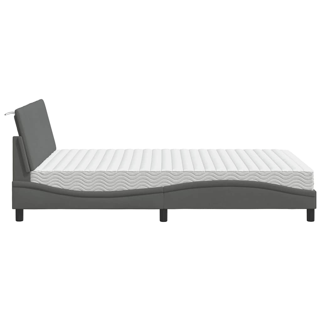Bed met matras "Hanko" stof donkergrijs 140x190 cm is nu te koop bij PeponiXL, paradijselijk wonen!