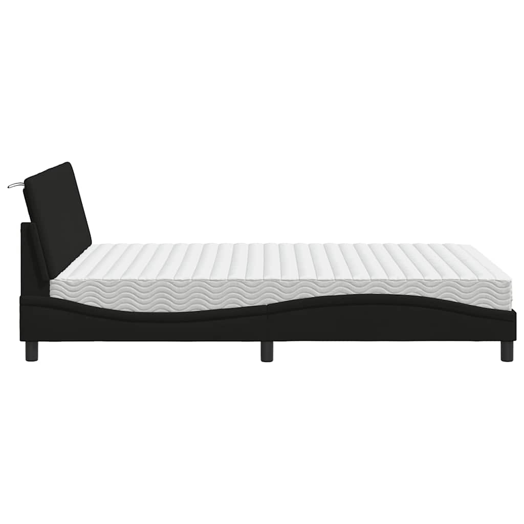 Bed met matras "Hanko" stof zwart 140x190 cm is nu te koop bij PeponiXL, paradijselijk wonen!