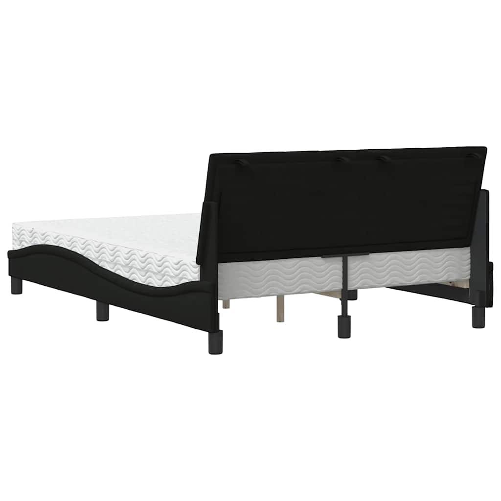 Bed met matras "Hanko" stof zwart 140x190 cm is nu te koop bij PeponiXL, paradijselijk wonen!