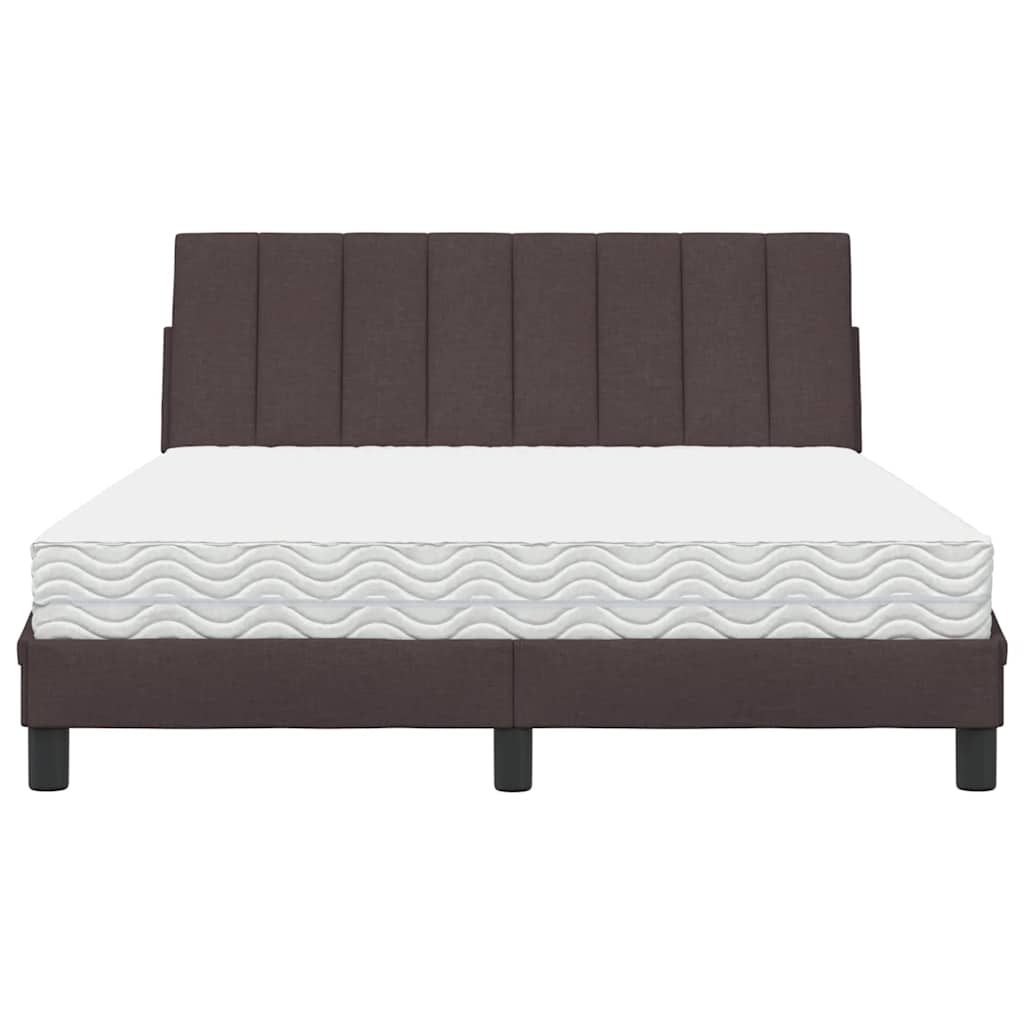 Bed met matras "Hanko" stof donkerbruin 140x190 cm