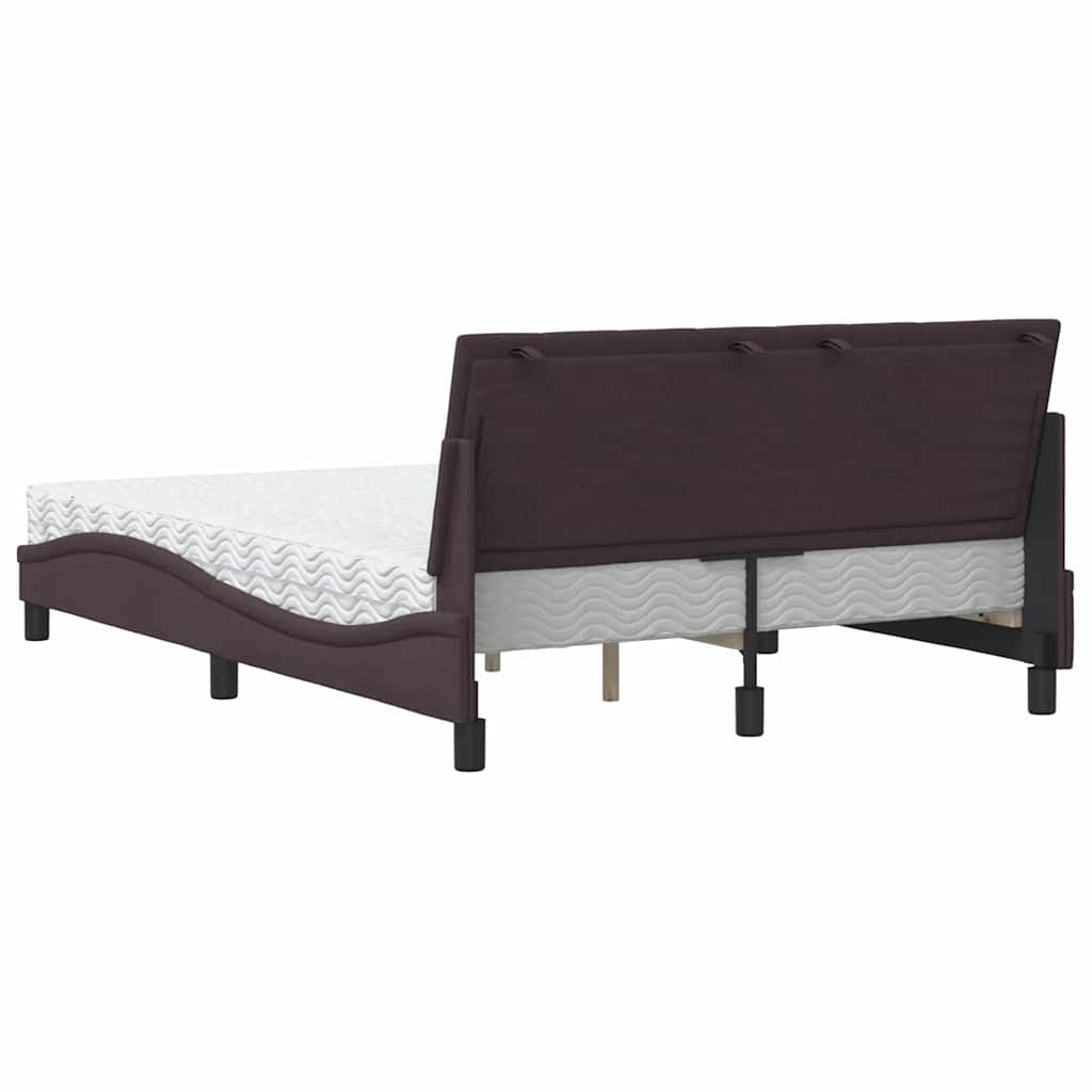Bed met matras "Hanko" stof donkerbruin 140x190 cm