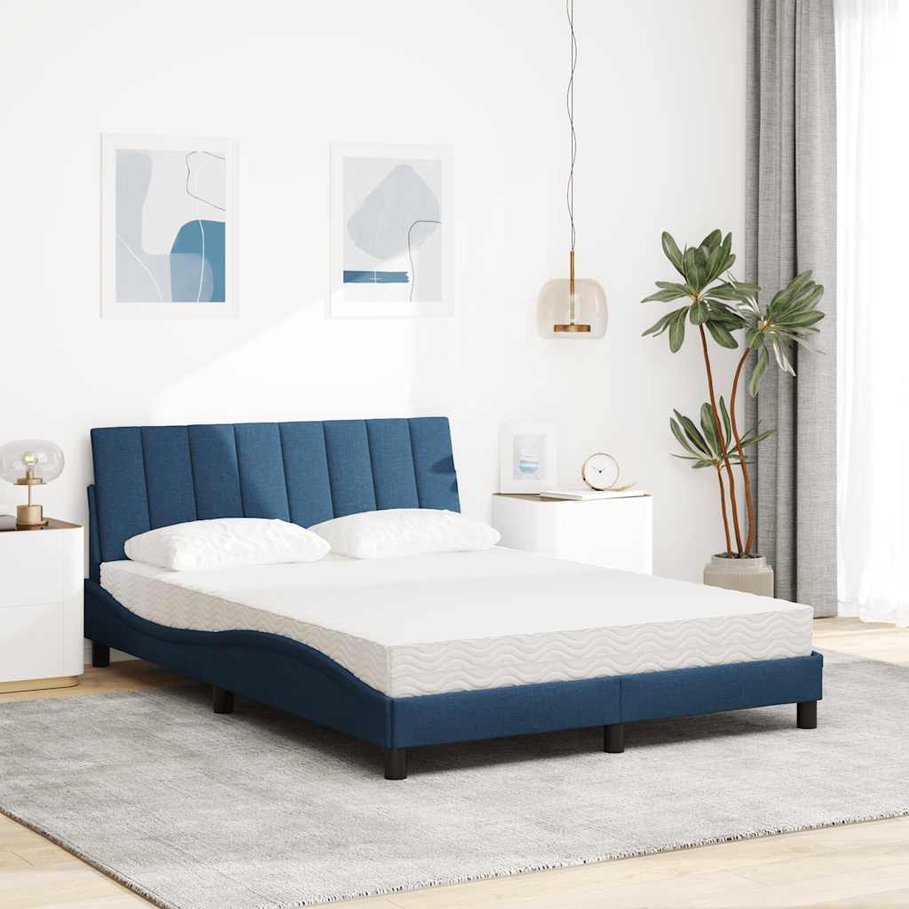Bed met matras "Hanko" stof blauw 140x190 cm is nu te koop bij PeponiXL, paradijselijk wonen!