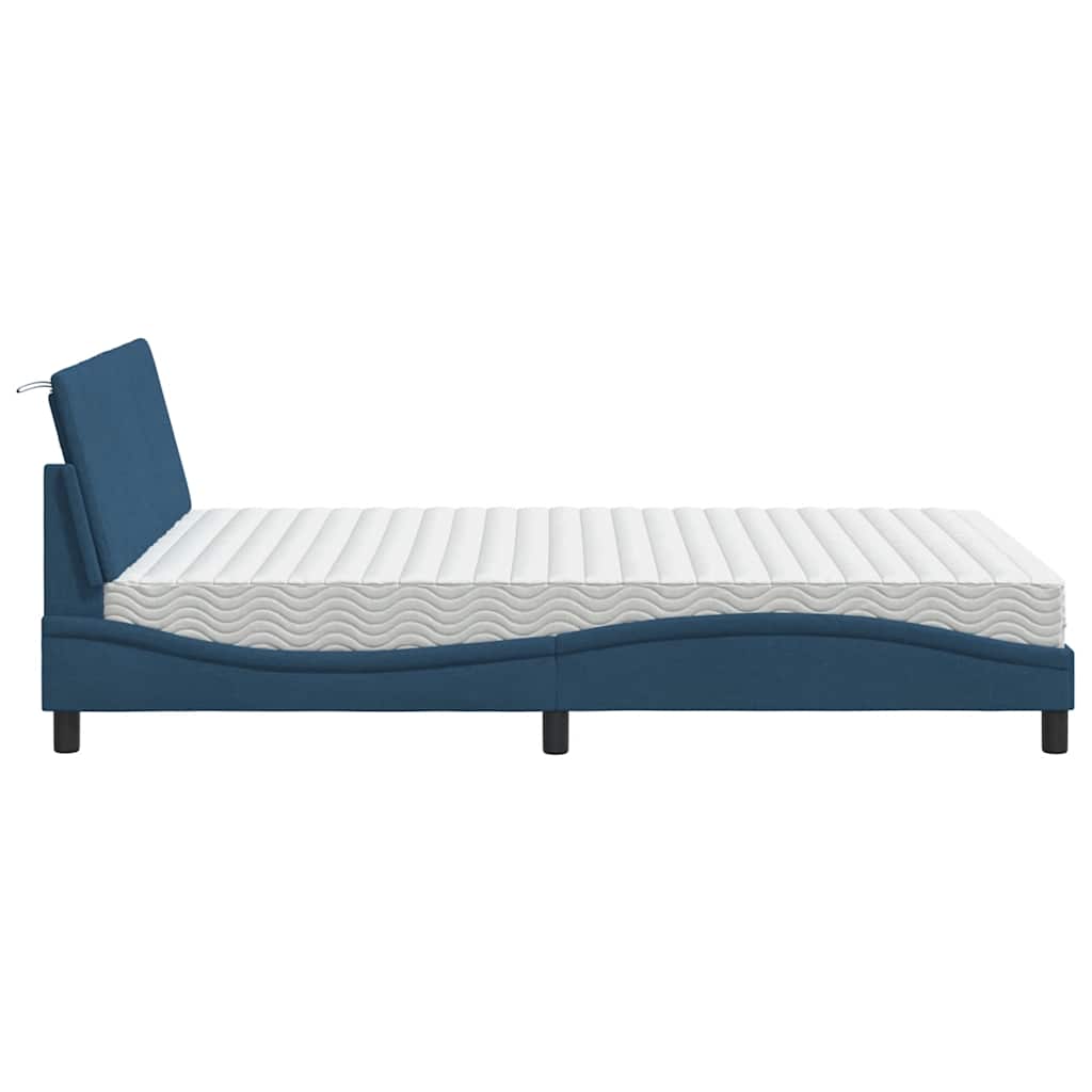 Bed met matras "Hanko" stof blauw 140x190 cm is nu te koop bij PeponiXL, paradijselijk wonen!