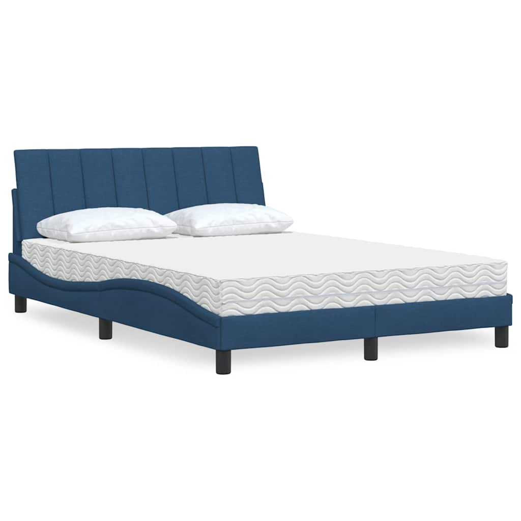 Bed met matras "Hanko" stof blauw 140x190 cm is nu te koop bij PeponiXL, paradijselijk wonen!