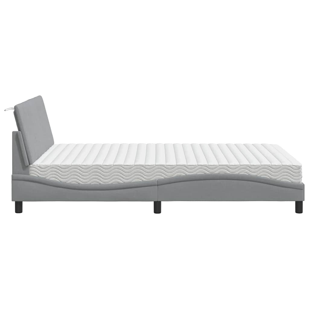 Bed met matras "Hanko" stof lichtgrijs 140x200 cm is nu te koop bij PeponiXL, paradijselijk wonen!