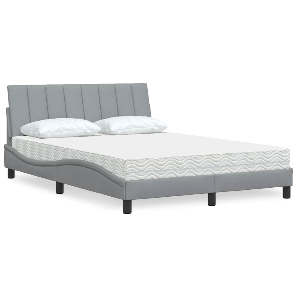 Bed met matras "Hanko" stof lichtgrijs 140x200 cm is nu te koop bij PeponiXL, paradijselijk wonen!