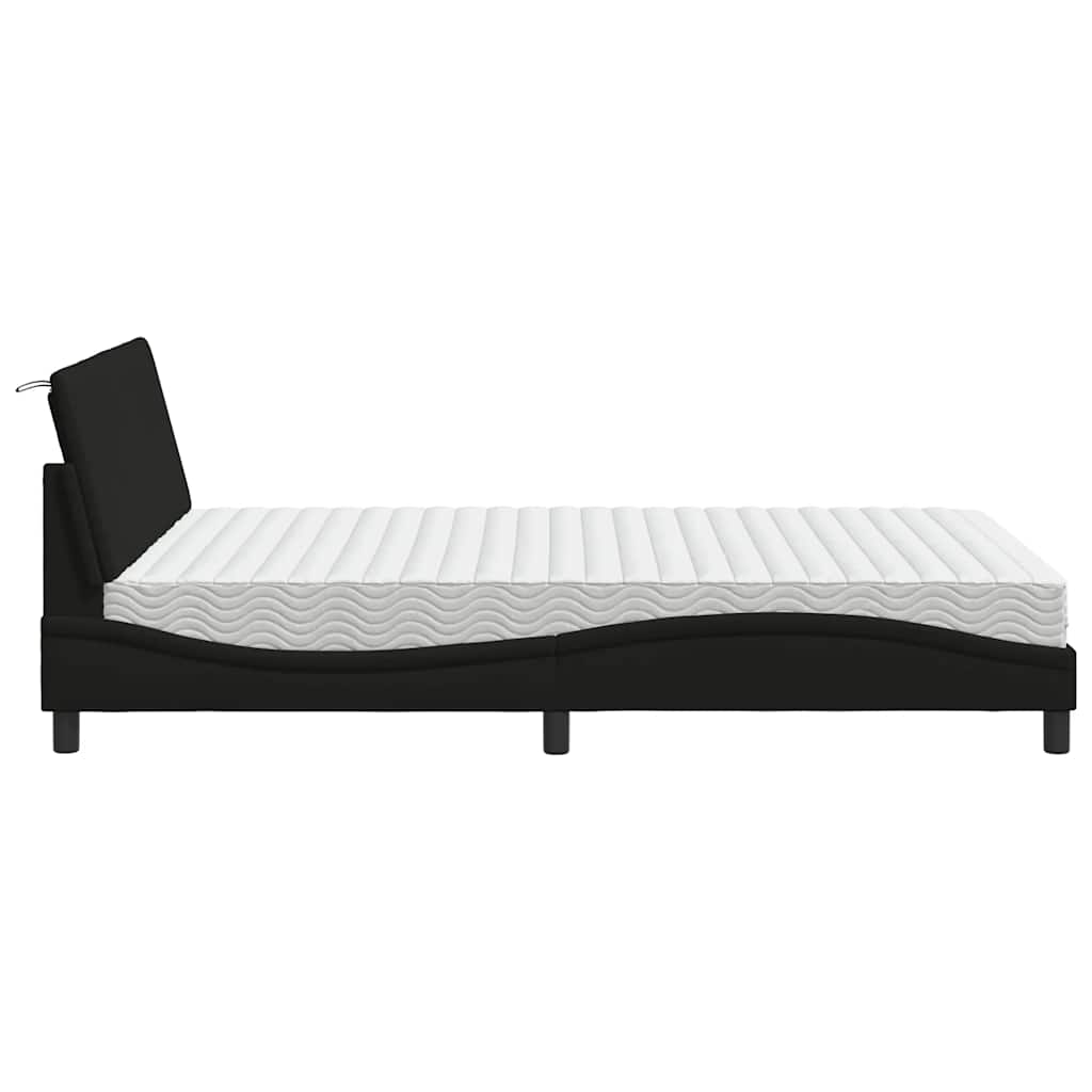 Bed met matras "Hanko" stof zwart 140x200 cm is nu te koop bij PeponiXL, paradijselijk wonen!