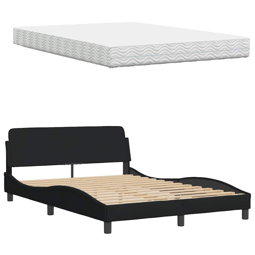 Bed met matras "Hanko" stof zwart 140x200 cm is nu te koop bij PeponiXL, paradijselijk wonen!