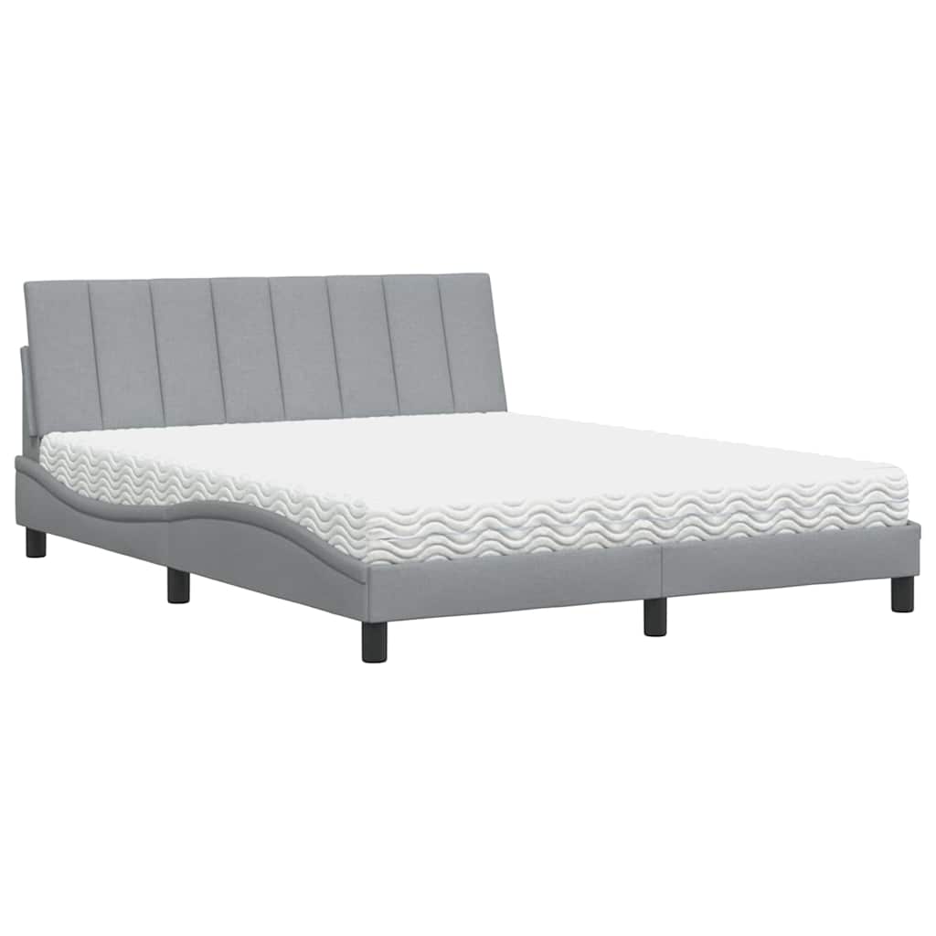 Bed met matras "Hanko" stof lichtgrijs 160x200 cm is nu te koop bij PeponiXL, paradijselijk wonen!