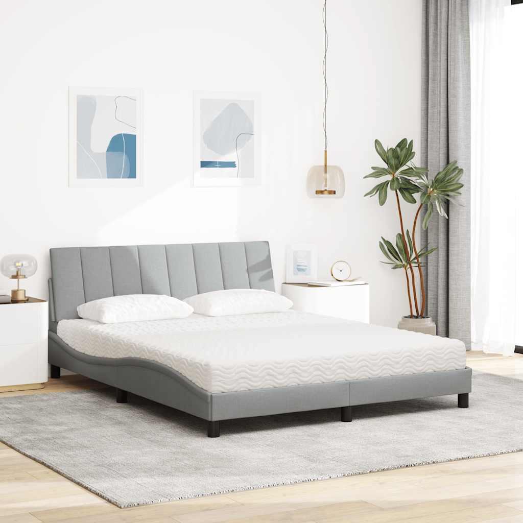Bed met matras "Hanko" stof lichtgrijs 160x200 cm is nu te koop bij PeponiXL, paradijselijk wonen!