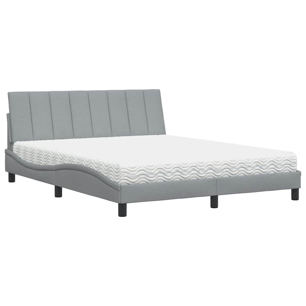 Bed met matras "Hanko" stof lichtgrijs 160x200 cm is nu te koop bij PeponiXL, paradijselijk wonen!