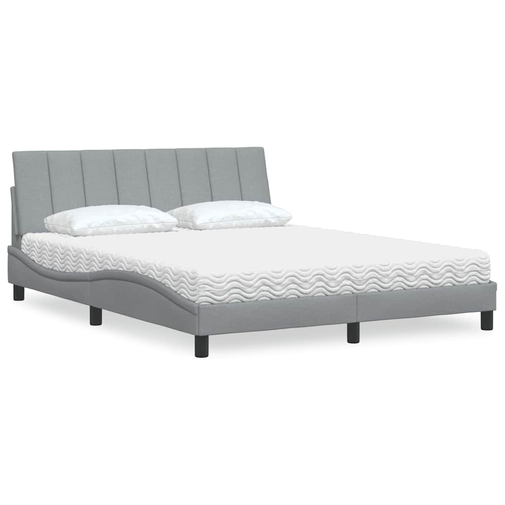 Bed met matras "Hanko" stof lichtgrijs 160x200 cm is nu te koop bij PeponiXL, paradijselijk wonen!
