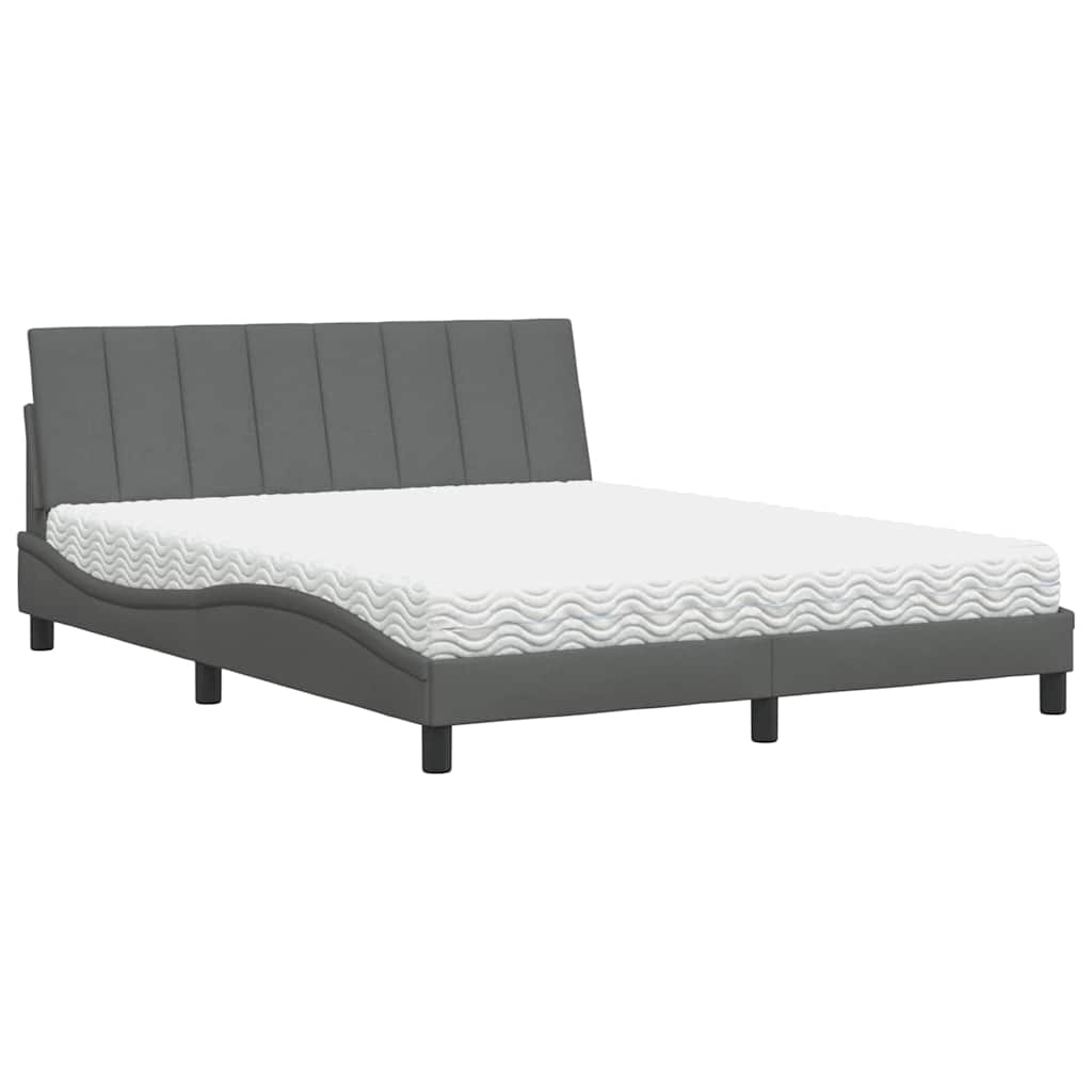 Bed met matras "Hanko" stof donkergrijs 160x200 cm is nu te koop bij PeponiXL, paradijselijk wonen!