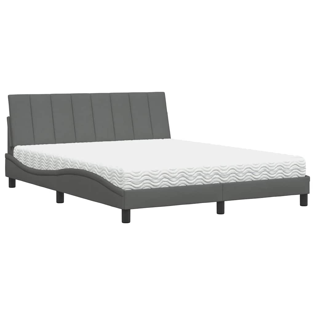 Bed met matras "Hanko" stof donkergrijs 160x200 cm is nu te koop bij PeponiXL, paradijselijk wonen!