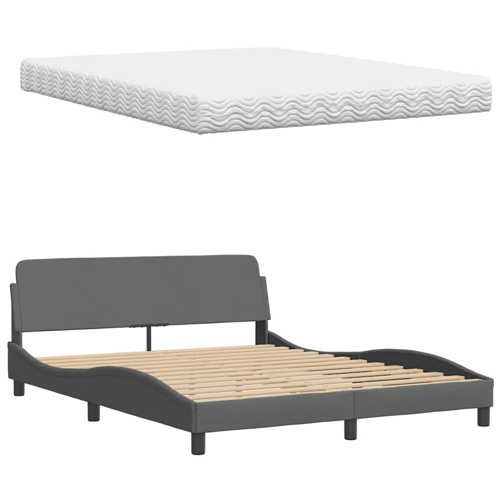 Bed met matras "Hanko" stof donkergrijs 160x200 cm is nu te koop bij PeponiXL, paradijselijk wonen!