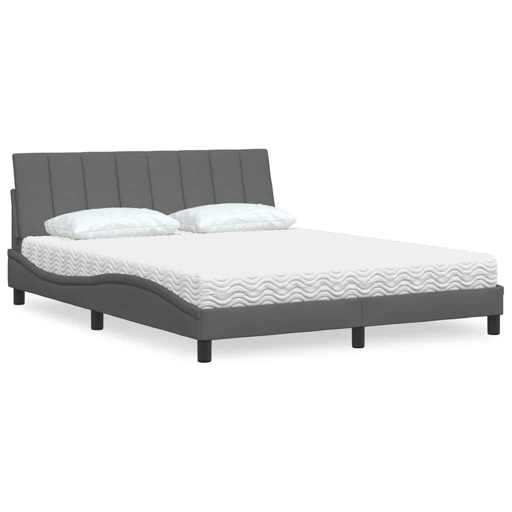 Bed met matras "Hanko" stof donkergrijs 160x200 cm is nu te koop bij PeponiXL, paradijselijk wonen!