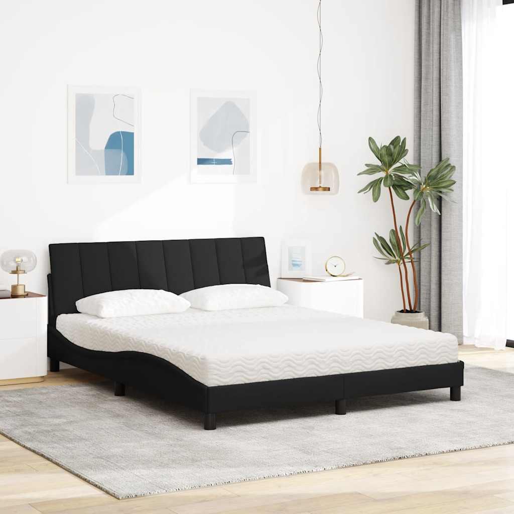 Bed met matras "Hanko" stof zwart 160x200 cm is nu te koop bij PeponiXL, paradijselijk wonen!