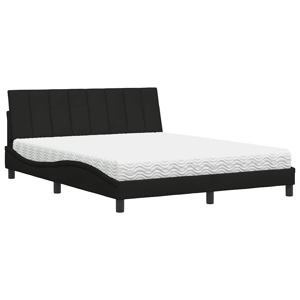 Bed met matras "Hanko" stof zwart 160x200 cm is nu te koop bij PeponiXL, paradijselijk wonen!