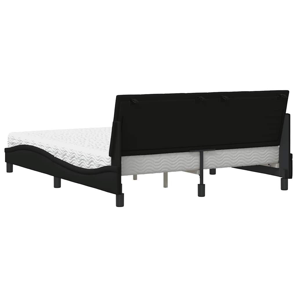 Bed met matras "Hanko" stof zwart 160x200 cm is nu te koop bij PeponiXL, paradijselijk wonen!