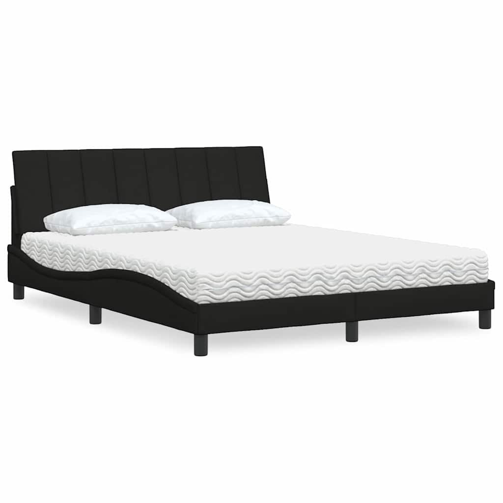 Bed met matras "Hanko" stof zwart 160x200 cm is nu te koop bij PeponiXL, paradijselijk wonen!