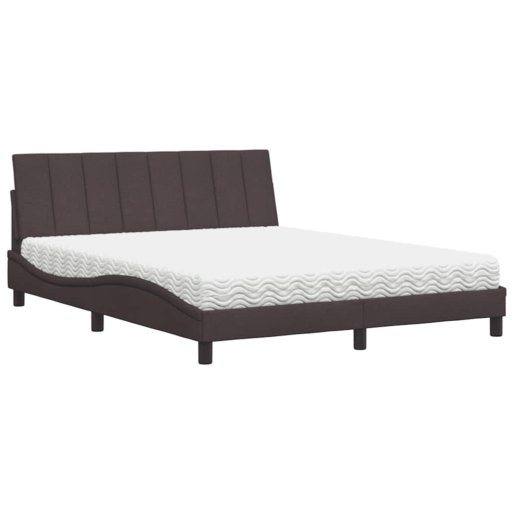 Bed met matras "Hanko" stof donkerbruin 160x200 cm is nu te koop bij PeponiXL, paradijselijk wonen!