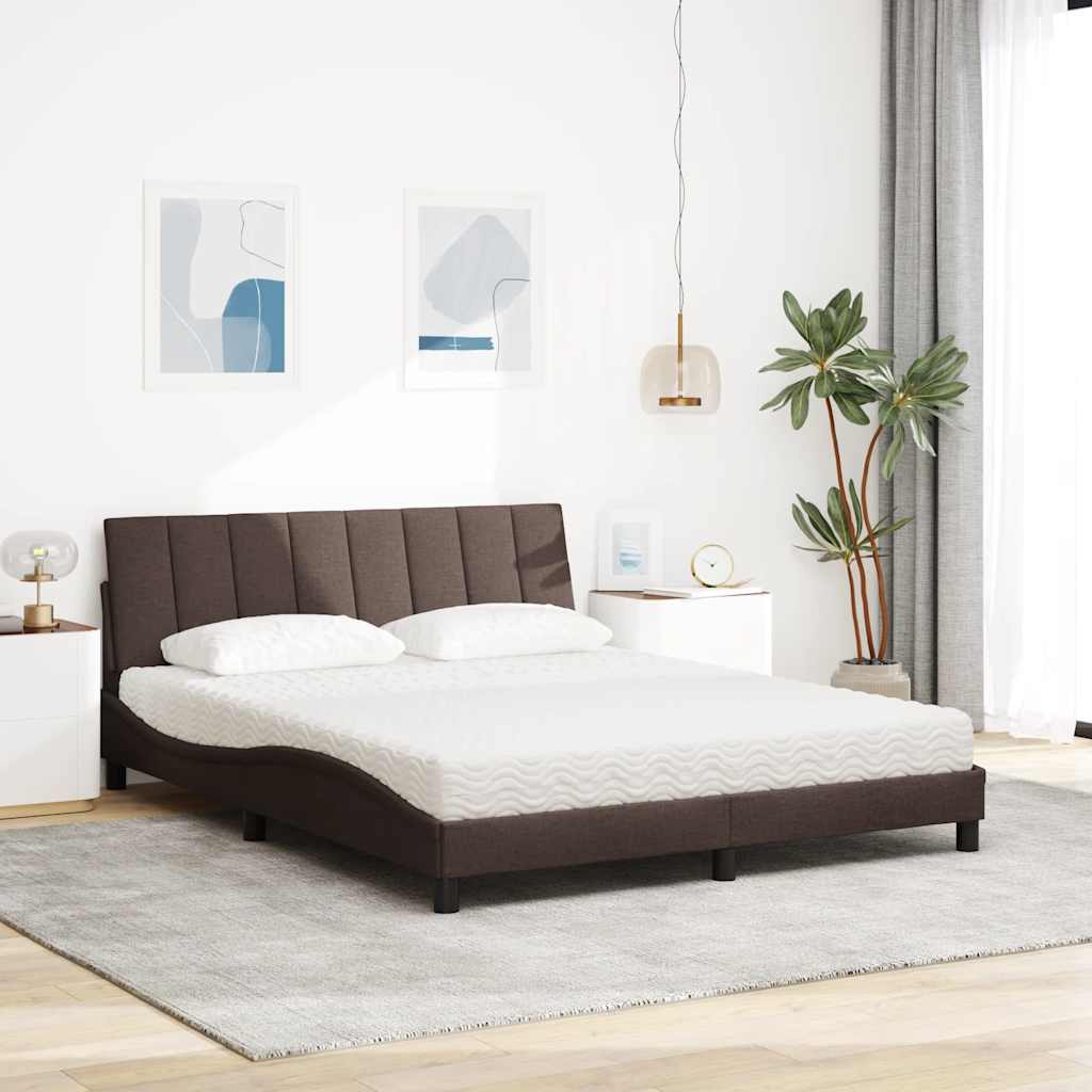 Bed met matras "Hanko" stof donkerbruin 160x200 cm is nu te koop bij PeponiXL, paradijselijk wonen!