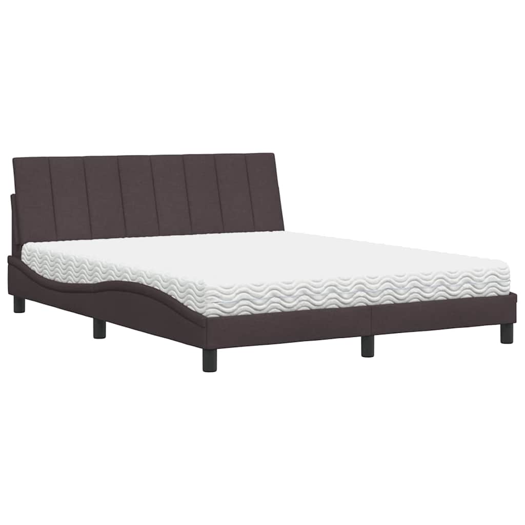 Bed met matras "Hanko" stof donkerbruin 160x200 cm is nu te koop bij PeponiXL, paradijselijk wonen!