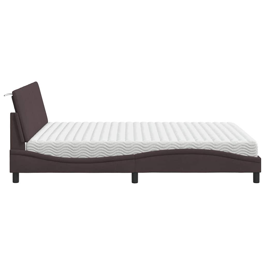 Bed met matras "Hanko" stof donkerbruin 160x200 cm is nu te koop bij PeponiXL, paradijselijk wonen!