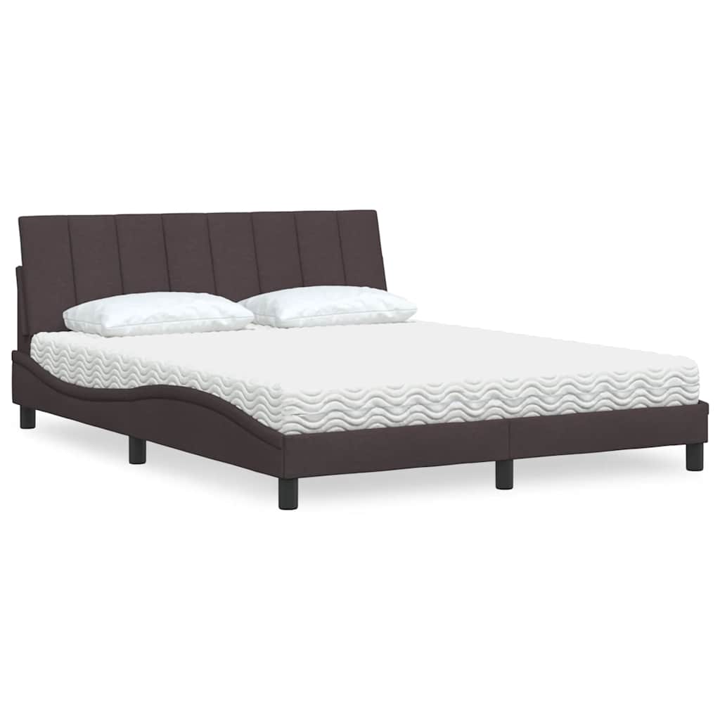Bed met matras "Hanko" stof donkerbruin 160x200 cm is nu te koop bij PeponiXL, paradijselijk wonen!