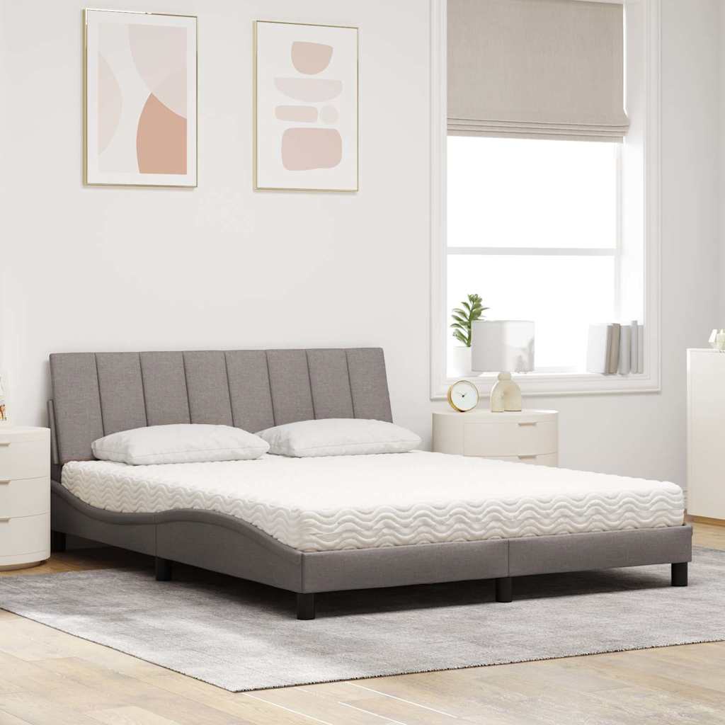 Bed met matras "Hanko" stof taupe 160x200 cm is nu te koop bij PeponiXL, paradijselijk wonen!