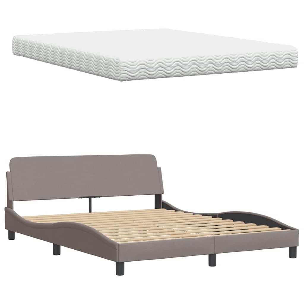 Bed met matras "Hanko" stof taupe 160x200 cm is nu te koop bij PeponiXL, paradijselijk wonen!