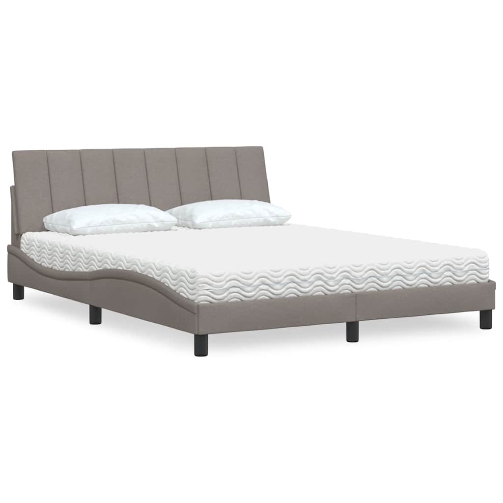 Bed met matras "Hanko" stof taupe 160x200 cm is nu te koop bij PeponiXL, paradijselijk wonen!