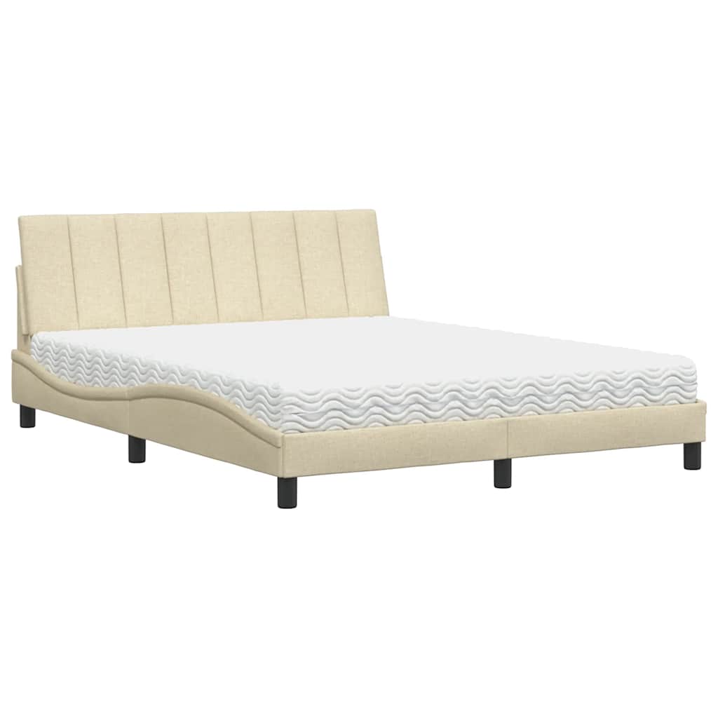 Bed met matras "Hanko" stof crèmekleurig 160x200 cm is nu te koop bij PeponiXL, paradijselijk wonen!