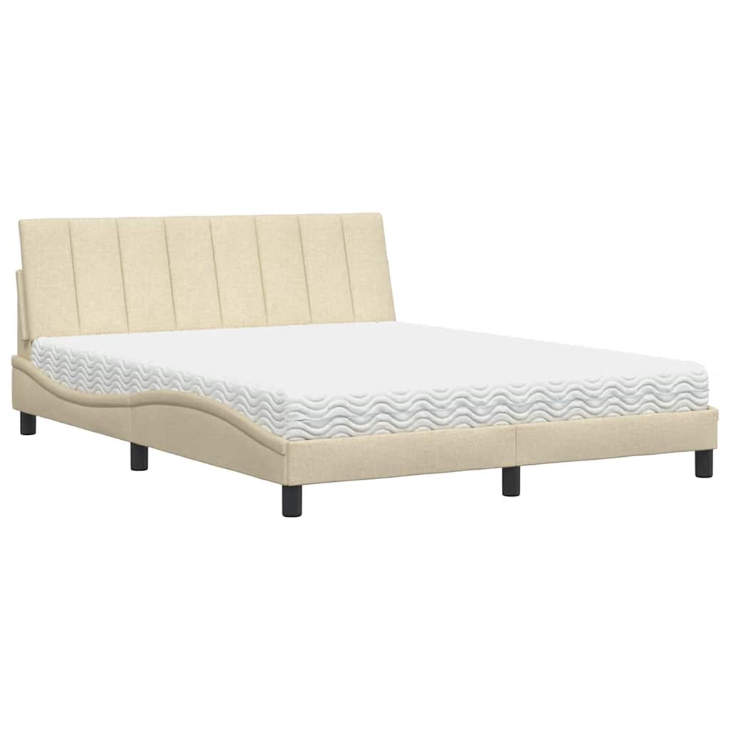 Bed met matras "Hanko" stof crèmekleurig 160x200 cm is nu te koop bij PeponiXL, paradijselijk wonen!