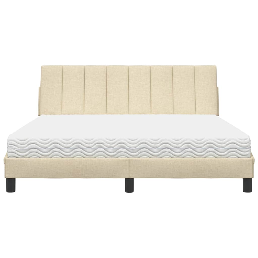 Bed met matras "Hanko" stof crèmekleurig 160x200 cm is nu te koop bij PeponiXL, paradijselijk wonen!