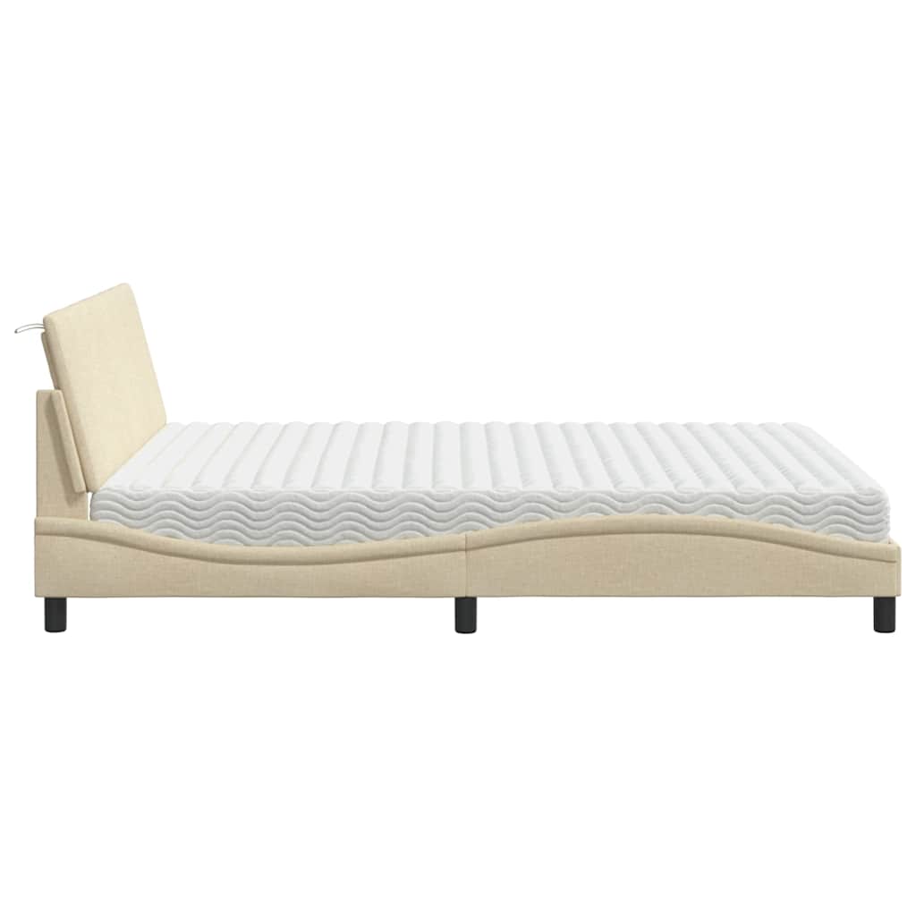 Bed met matras "Hanko" stof crèmekleurig 160x200 cm is nu te koop bij PeponiXL, paradijselijk wonen!