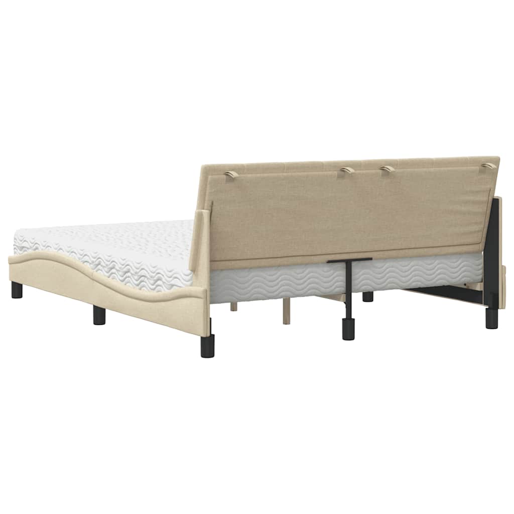 Bed met matras "Hanko" stof crèmekleurig 160x200 cm is nu te koop bij PeponiXL, paradijselijk wonen!