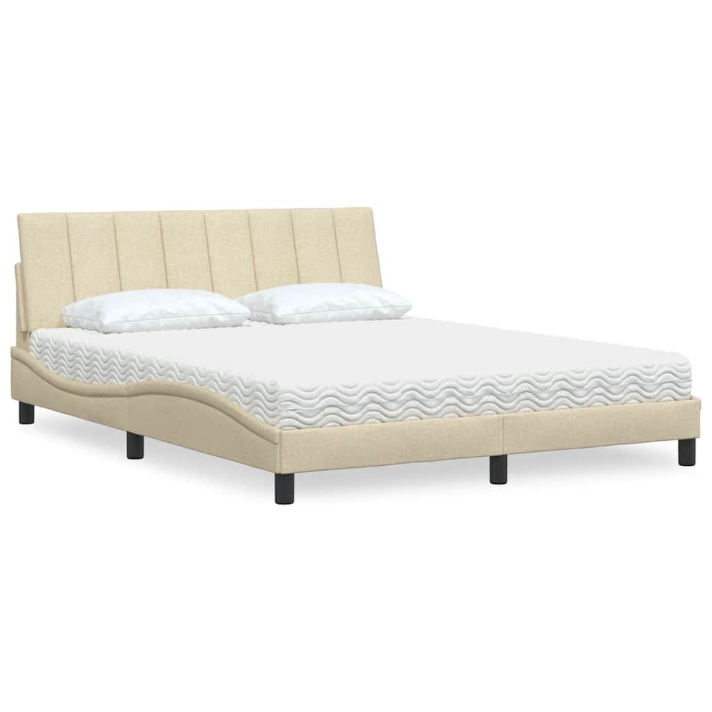 Bed met matras "Hanko" stof crèmekleurig 160x200 cm is nu te koop bij PeponiXL, paradijselijk wonen!