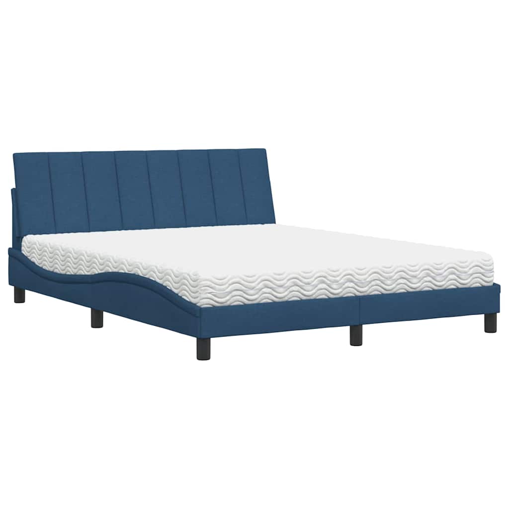 Bed met matras "Hanko" stof blauw 160x200 cm is nu te koop bij PeponiXL, paradijselijk wonen!