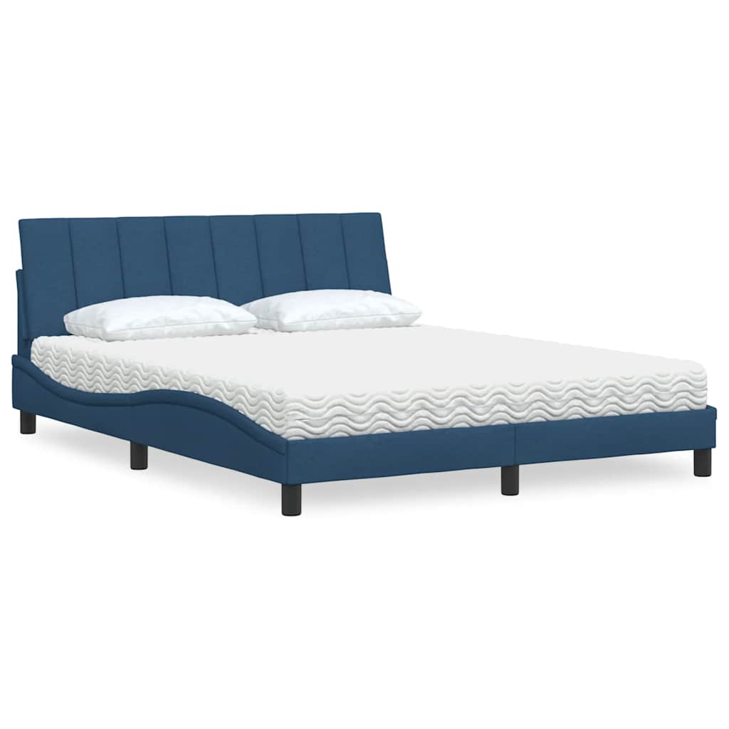 Bed met matras "Hanko" stof blauw 160x200 cm is nu te koop bij PeponiXL, paradijselijk wonen!