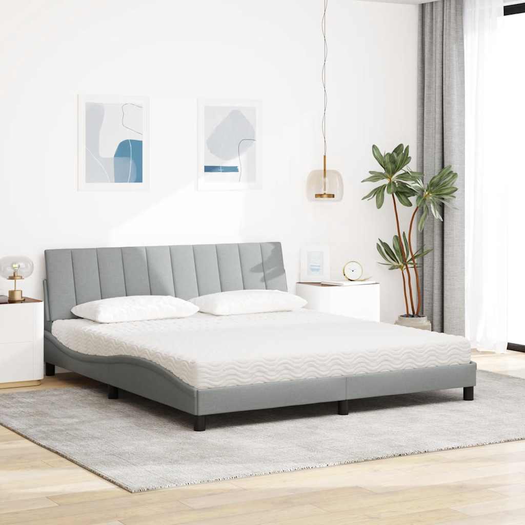 Bed met matras "Hanko" stof lichtgrijs 180x200 cm is nu te koop bij PeponiXL, paradijselijk wonen!
