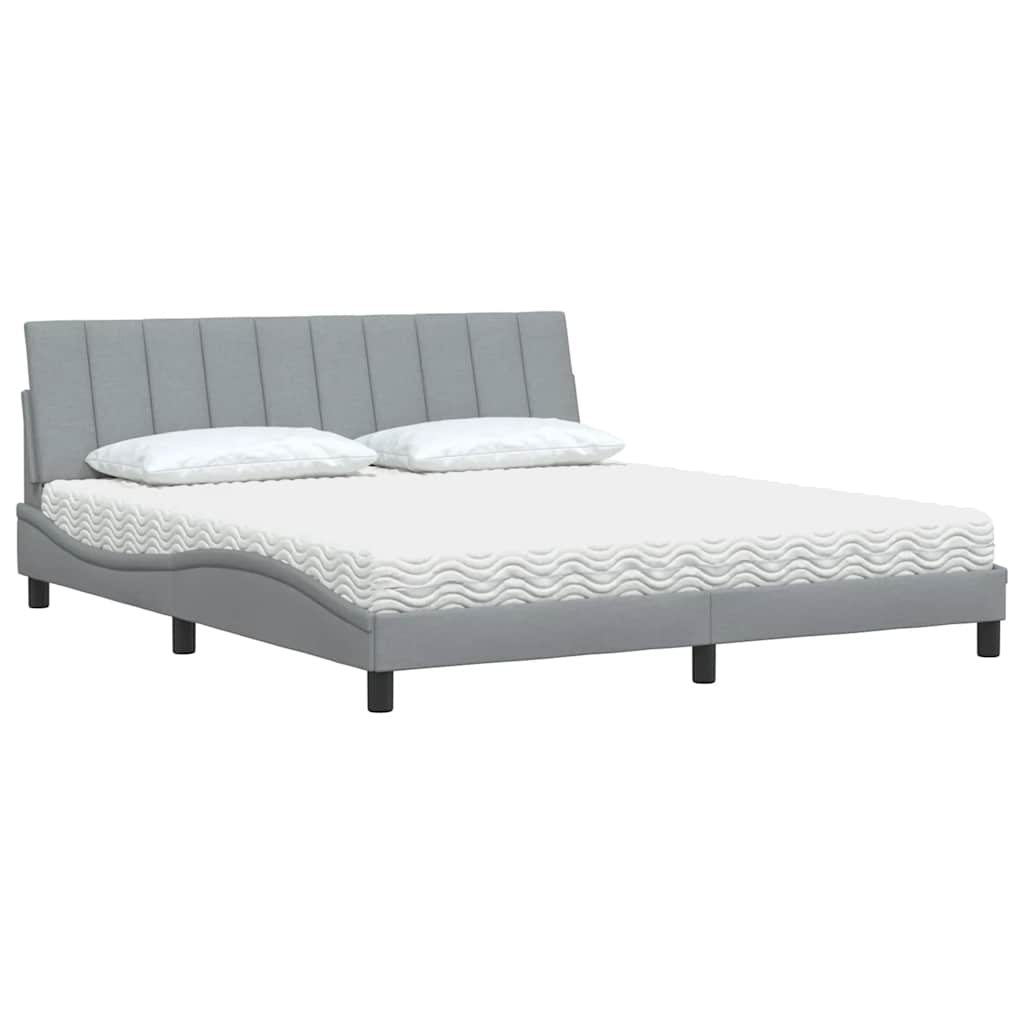 Bed met matras "Hanko" stof lichtgrijs 180x200 cm is nu te koop bij PeponiXL, paradijselijk wonen!