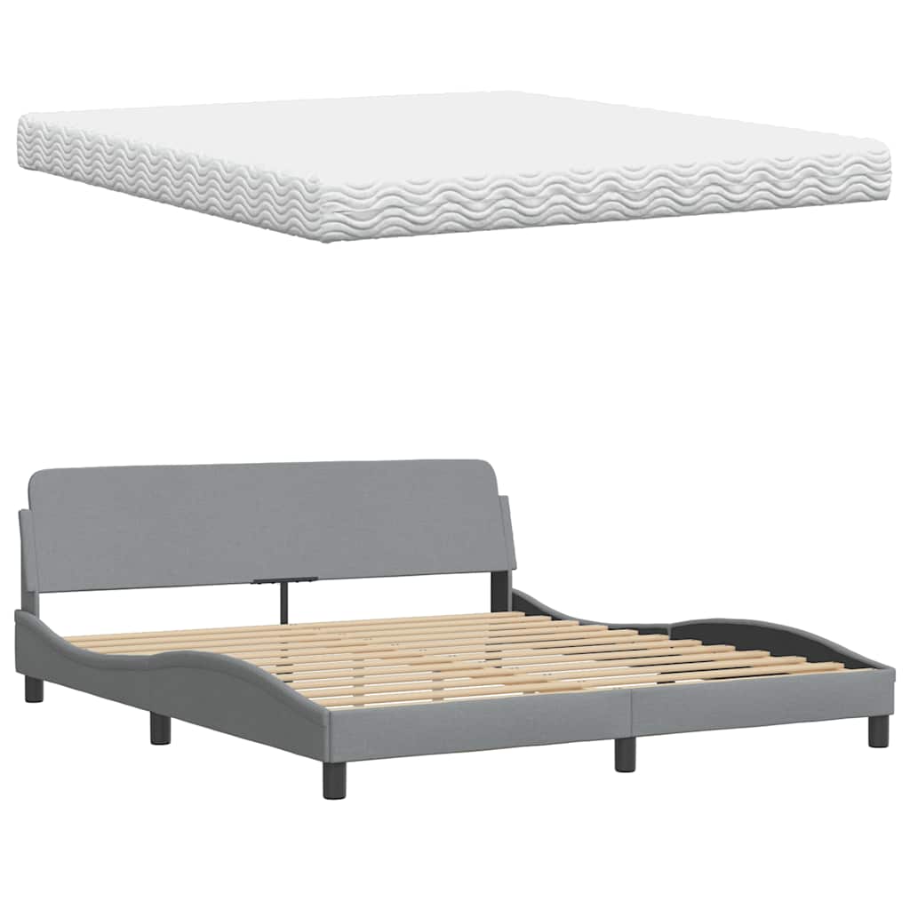 Bed met matras "Hanko" stof lichtgrijs 180x200 cm is nu te koop bij PeponiXL, paradijselijk wonen!