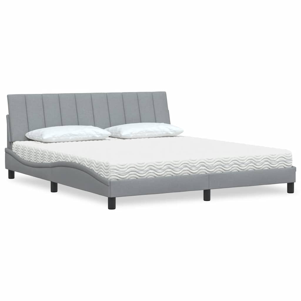 Bed met matras "Hanko" stof lichtgrijs 180x200 cm is nu te koop bij PeponiXL, paradijselijk wonen!